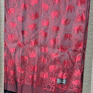 Elegant Red Elephant Print Silk Skirt